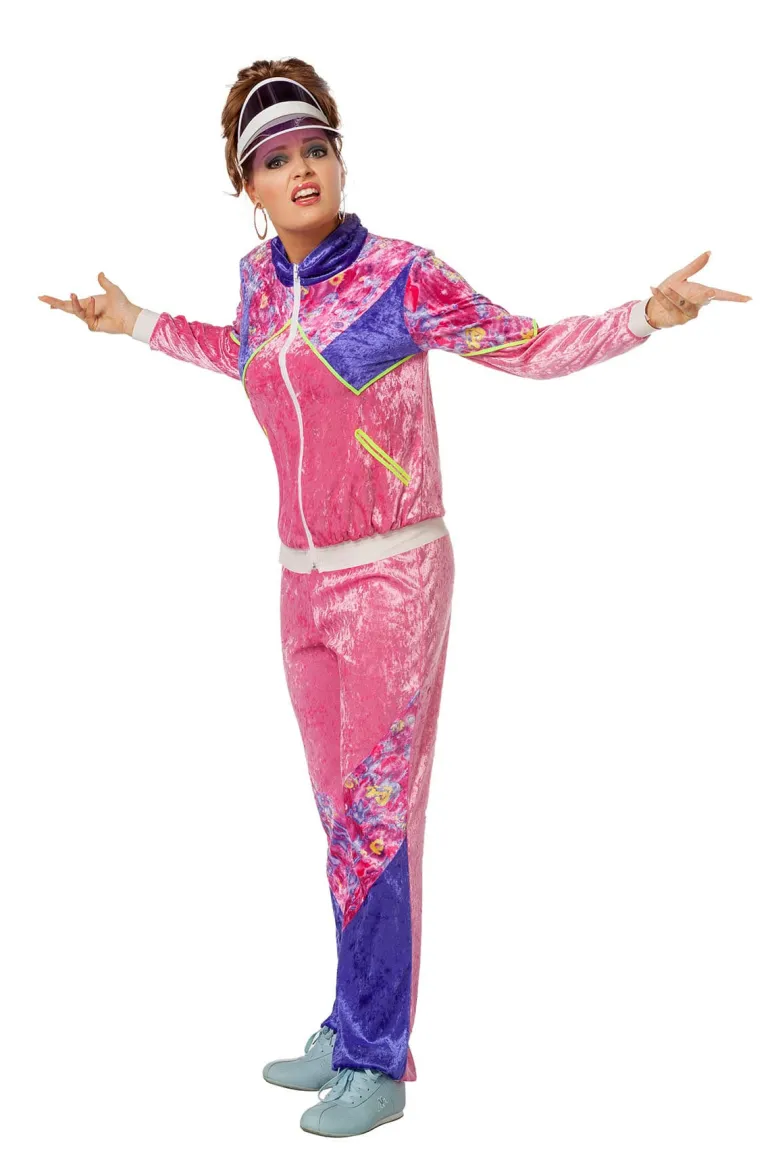 Lyserødt 1980'er Velour Tracksuit