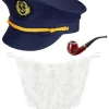 Marineblåt Skibskaptajn Kostume Kit