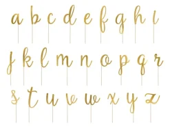 Metallic Guld Alfabet Party Picks til Kager m.m.