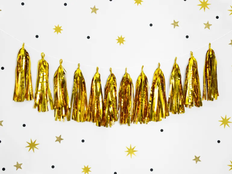 Metallic Guld Folie Tassels DIY, 12 stk.