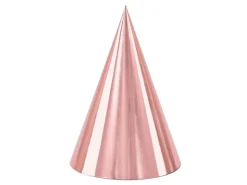 Metallic Rosegold Partyhatte, Pakke m/6 stk