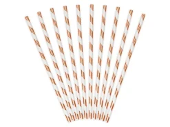 Metallic Rosegold Stribet Papirsugerør