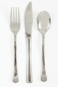 Metallic Sølv Bestiksæt, 18 Dele