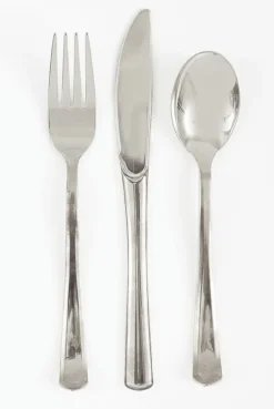 Metallic Sølv Bestiksæt, 18 Dele