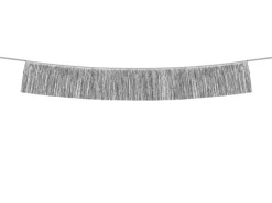 Metallic Sølv Folie Frynsebanner, 20 x 135 cm