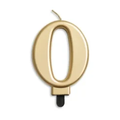 Metallisk Guld Talformet Kagelys 7 cm - 0 Tal