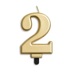 Metallisk Guld Talformet Kagelys 7 cm - 2 Tal
