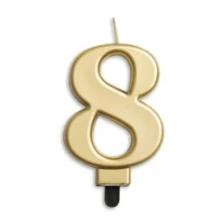 Metallisk Guld Talformet Kagelys 7 cm - 8 Tal