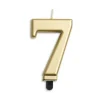 Metallisk Guld Talformet Kagelys 7 cm - 7 Tal