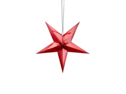 Metallisk Rød Papir Stjerne, Mellem 45 cm