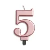 Metallisk Rosegold Talformet Kagelys 7 cm - 5 Tal