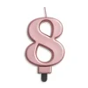 Metallisk Rosegold Talformet Kagelys 7 cm - 8 Tal