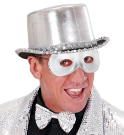 Metallisk Sølv Fiesta Øjenmaske
