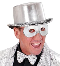 Metallisk Sølv Fiesta Øjenmaske