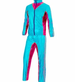 Metallisk Tracksuit i Turkis - Retro Dance Suit