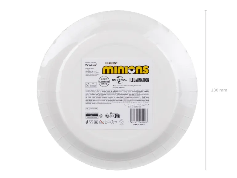 Minions paptallerkener - 6 stk. 23 cm