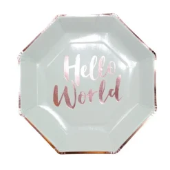 Mintgrønne "Hello World" Middagstallerkner, 8 stk.