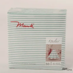 Mint-Stribet Airlaid Middagsservietter, 50 stk.