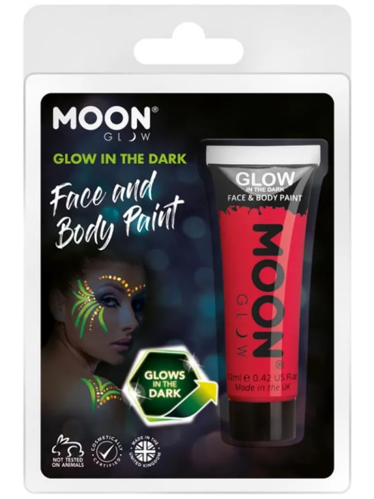 12ml Glow in the Dark Maling, Rød - Vegan Make-up