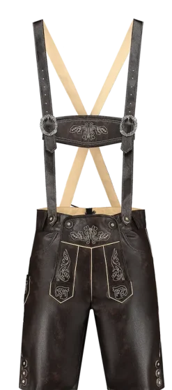 Mørkebrune Lederhosen i Kort Model, 11 Størrelser