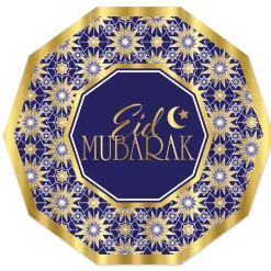 Mørkelilla Eid Mubarak Tallerkner 23 cm, 8 stk.