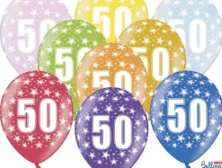 Multifarvet Fødselsdagsballoner - 50 År (30cm.)