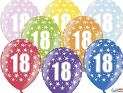 Multifarvet Fødselsdagsballoner - 18 År (30cm.)