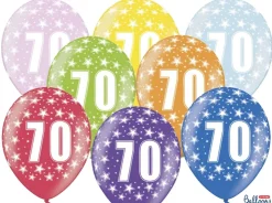 Multifarvet Fødselsdagsballoner - 70 År (30cm.)