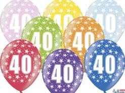 Multifarvet Fødselsdagsballoner - 40 År (30cm.)