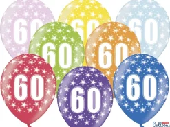 Multifarvet Fødselsdagsballoner - 60 År (30cm.)