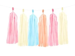 Multifarvet Pastel Papir Tassels DIY, 12 stk.