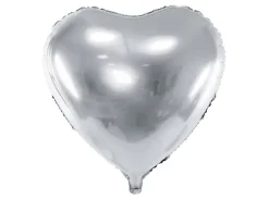 Oversize Folie Ballon 61cm, Sølv Hjerte