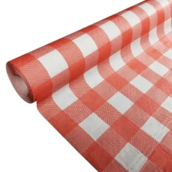 Papirdug: Rød/Hvid Ternet Damask Rulledug, 8M