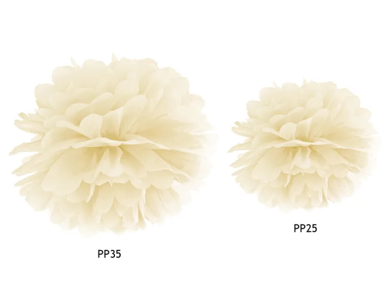 Papir pompom 35cm - elfenben