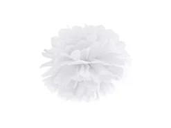 Papir pompom 25cm - hvid
