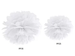 Papir pompom 25cm - hvid