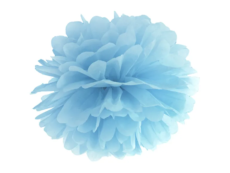 Papir pompoms 35cm - baby lyseblå