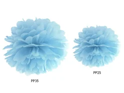 Papir pompoms 35cm - baby lyseblå