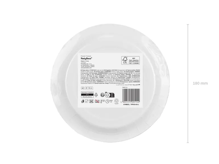Paptallerkener Lyseblå 18 cm (6 stk.)