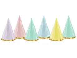 Pastel Farvet Partyhatte, Pakke m/6 stk