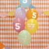 Pastel 5 Års Fødselsdagsballoner, 6 stk.