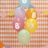 Pastel 8 Års Fødselsdagsballoner, 6 stk.