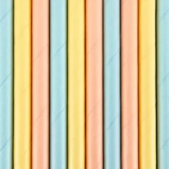 Pastel "Summer Time" Papir Sugerør, 10 stk.