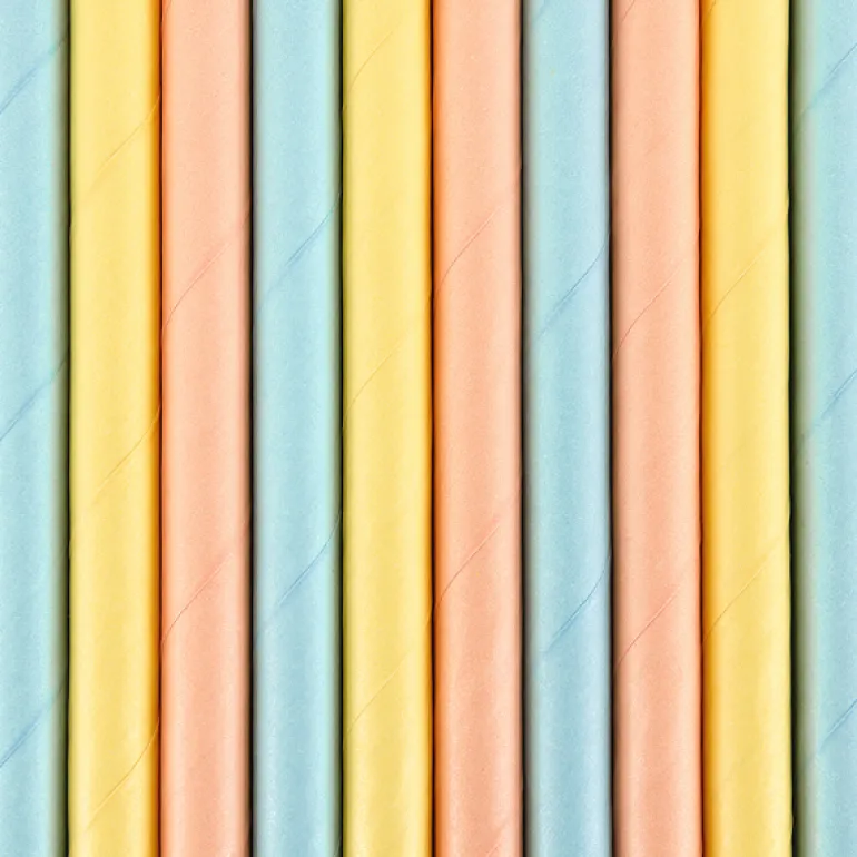 Pastel "Summer Time" Papir Sugerør, 10 stk.