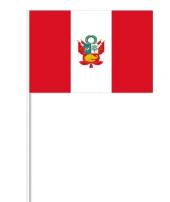 Peruviansk Papirflag på Pind, 27 x 20 cm