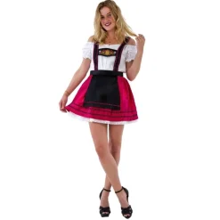 Pink Dirndl m/H-Seler & Løs Skjorte i 100% Bomuld