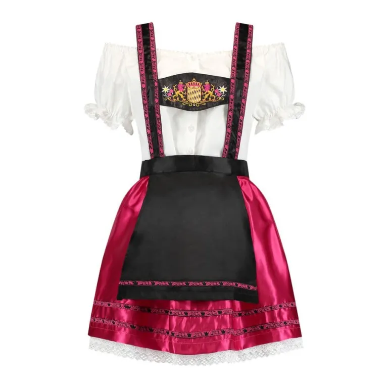 Pink Dirndl m/H-Seler & Løs Skjorte i 100% Bomuld