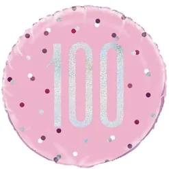Pink Glitz Fødselsdags Folieballon, 100 År