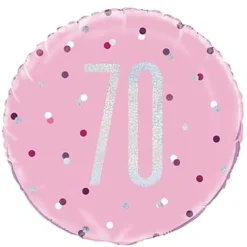 Pink Glitz Fødselsdags Folieballon, 70 År