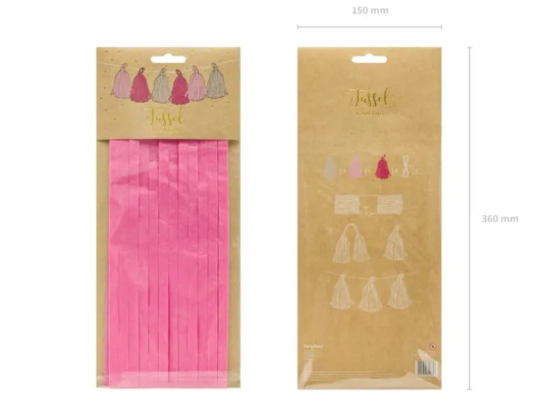 Pink, Lyserød & Creme Papir Tassels DIY, 12 stk.
